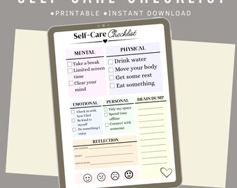Self-Care Checklist Printable | Daily Wellness Planner (Digital Download)