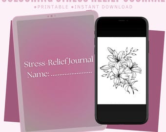 Printable Stress Relief Journal | Colouring, Reflection Workbook (Digital Download)