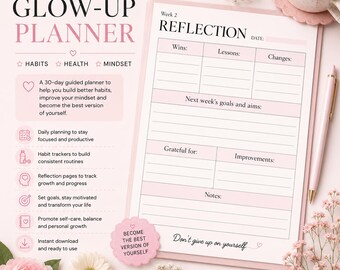 30-Day Glow Up Planner | Self Care, Habit Tracker (Digital Download)