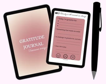 Utskrivbar 30-dagars tacksamhetsdagbok | Daglig självvårds- och mindfulnessdagbok | Arbetsbok för guidad reflektion i PDF-format