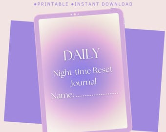 Night Reset Journal | Guided Reflection, Gratitude, Self-Care Planner (A4 PDF Download)