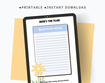 Floral Daily Planner Printable | Brain Dump Worksheet | Productivity Planner PDF | Instant Download
