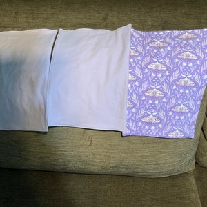 Celestial Moth Print | Lilac Purple Cotton Flannel | Set of Three Baby Burp Cloths