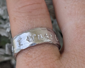 Jesus, I trust in You Hand Stamped Ring