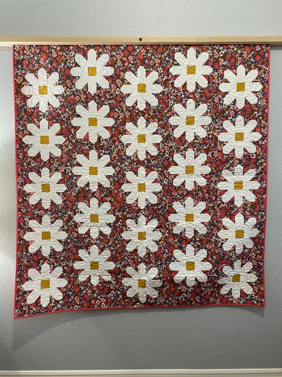 Daisy Flower Quilt 56x59 Etsy