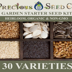 Non-GMO and Organic Heirloom Emergency Survival Vegetable Garden Seed Kit - 30 Varieties - 6,000 Seeds