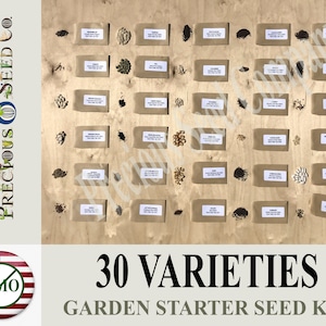Non-GMO and Organic Heirloom Emergency Survival Vegetable Garden Seed Kit - 30 Varieties - 6,000 Seeds