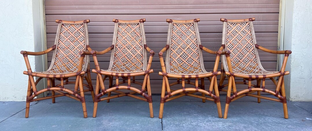 Vintage Rattan and Braided Rope Chairs - Etsy