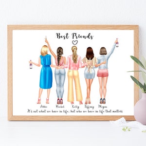 Cadeau personnalisé pour meilleur ami, oeuvre d'art d'un grand groupe de besties | A4 | A5 | Carte de voeux