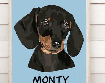 Custom Hand-Drawn Pet Portrait – Unique cartoon style, ideal gift for animal lovers, cat or dog memorial available in digital | A5 | A4 | A3
