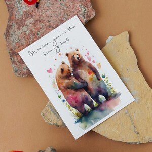 Impresión de pareja de osos pardos / tarjeta de felicitación / A4 / A5 / regalo para novia o novio / Esposo o esposa presente