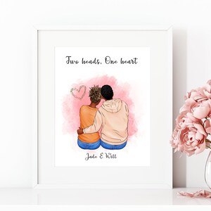 Ritratto di coppia romantica seduta / regalo per fidanzata o fidanzato / regalo per marito e moglie / A4 / A5 / biglietto di auguri