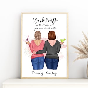 Custom work besties portrait | co-worker gift | new job present | colleague goodbye gift | A4 | A5 | Greeting card