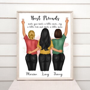Portrait personnalisé du meilleur ami, cadeau d'art mural pour les meilleurs amis | A4 | A5 | Carte de voeux