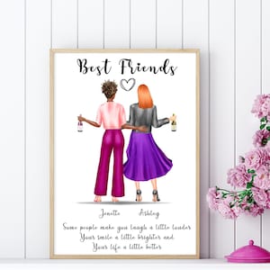 Cadeau personnalisé pour le meilleur ami, cadeau d'oeuvre d'art des meilleurs amis avec des boissons de célébration | A4 | A5 | Carte de voeux