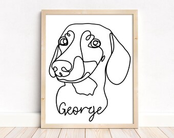 Black and white custom Hand-Drawn Pet Portrait | Personalised Line Art | Unique Pet Drawing from Photo | A3 | A4 | 10x8 | A5