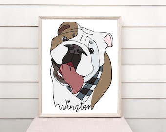 Custom Pet Portrait: Hand-Drawn Cartoon Line Art (Digital or Print)