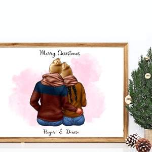 Kerstpaarportret, volledig aanpasbaar vakantiedecor – Feestelijke, romantische en gezellige momenten vastgelegd in maten | A4 | A5 | Wenskaart