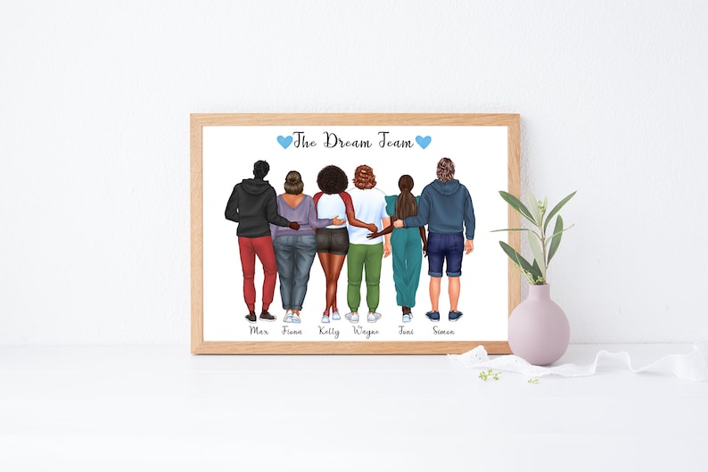 Personalised coworker print, portrait wall art of colleagues, coworker gift, new job gift, colleague leaving gift, team member, goodbye gift image 5