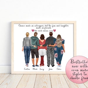Gepersonaliseerde collega print, portret kunst aan de muur van collega's, collega cadeau, nieuwe baan cadeau, collega vertrek cadeau, teamlid, afscheidscadeau