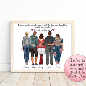 Personalised coworker print, portrait wall art of colleagues, coworker gift, new job gift, colleague leaving gift, team member, goodbye gift image 1