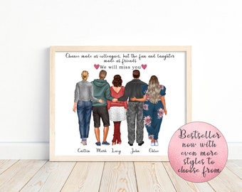 Personalisierter Coworker Druck, Portrait Wandkunst von Kollegen, Coworker Geschenk, neuer Job Geschenk, Kollege Abschied Geschenk, Team Mitglied, Abschiedsgeschenk