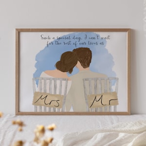 Impresión personalizada de Mr & Mrs, regalo ideal para boda o primer aniversario / A4 / A5 / Tarjeta de felicitación