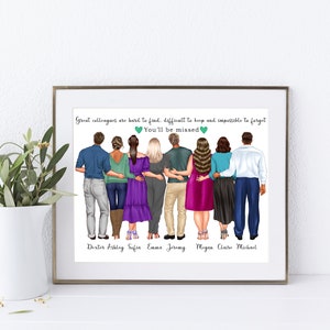 Personalised coworker print, portrait wall art of colleagues, coworker gift, new job gift, colleague leaving gift, team member, goodbye gift image 4