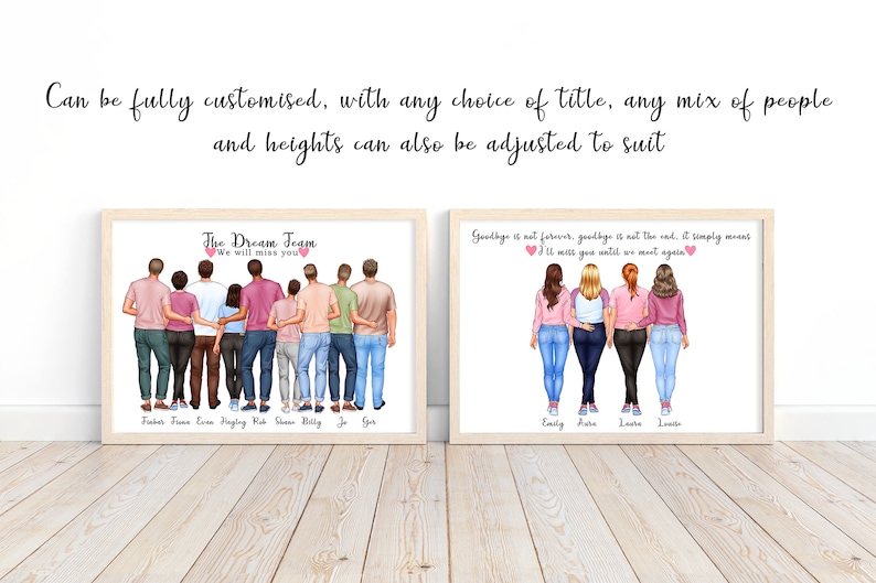 Personalised coworker print, portrait wall art of colleagues, coworker gift, new job gift, colleague leaving gift, team member, goodbye gift image 3