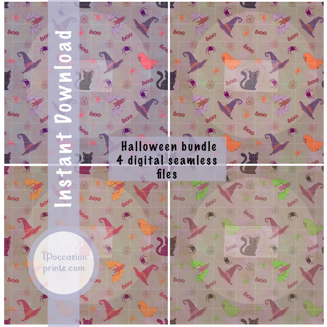 Halloween Seamless Pattern Bundle: Spooky Digital Papers (digital ...