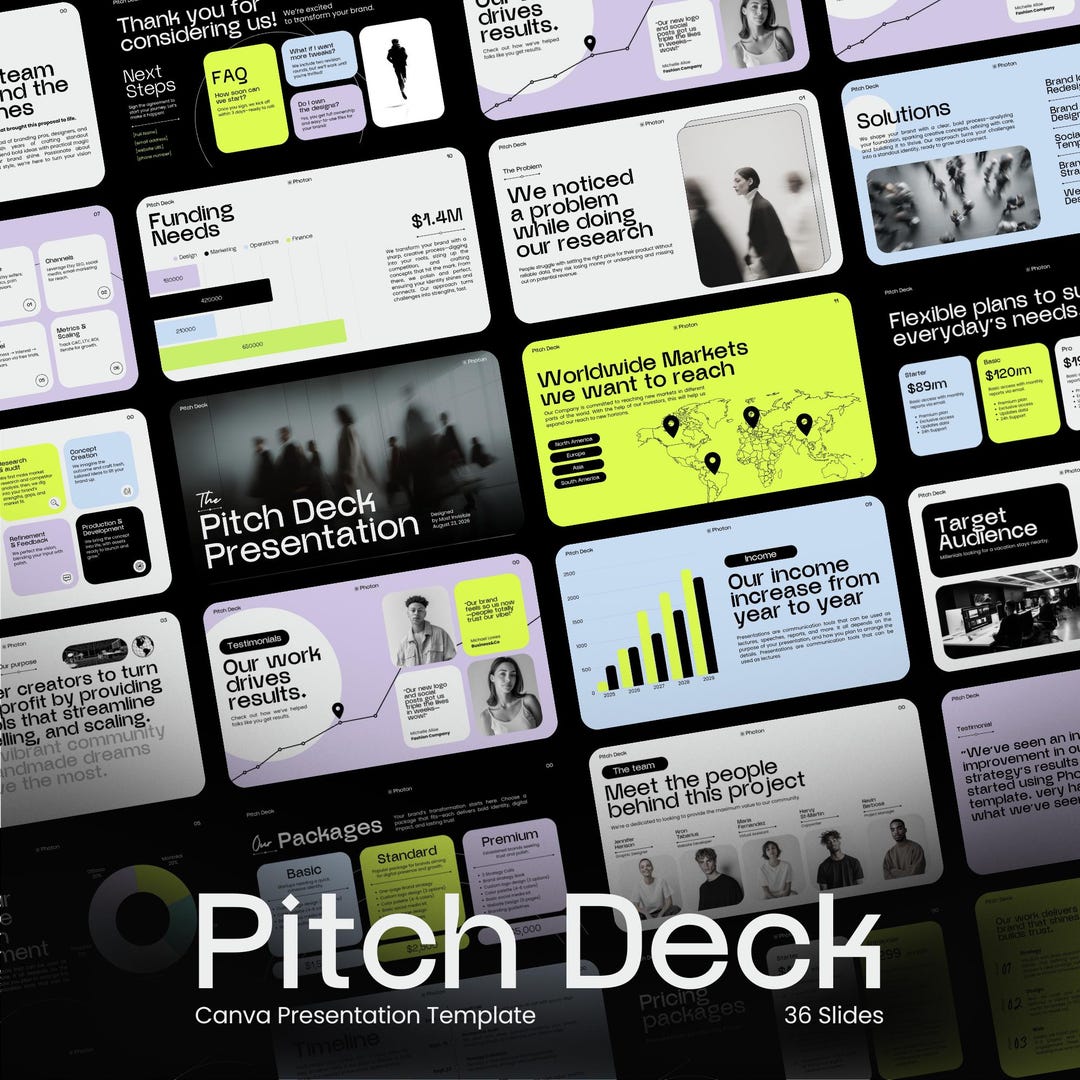 Business Pitch Deck Canva Template | Startup Investor Presentation ...