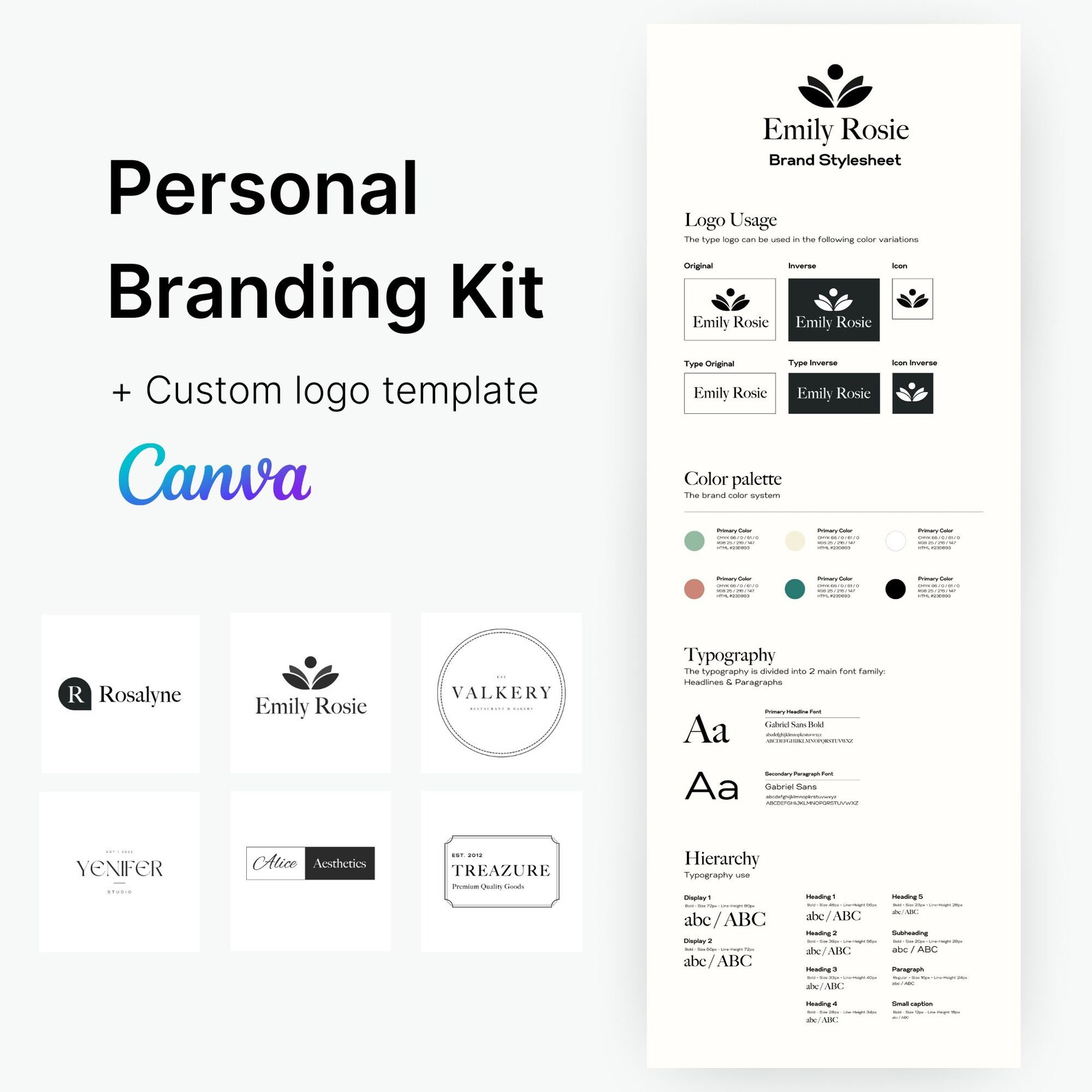 Branding Style Guide Kit Template Logo Design Canva Etsy