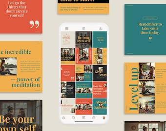 Plantillas para publicaciones de yoga en Instagram: Bienestar en redes sociales (Canva)