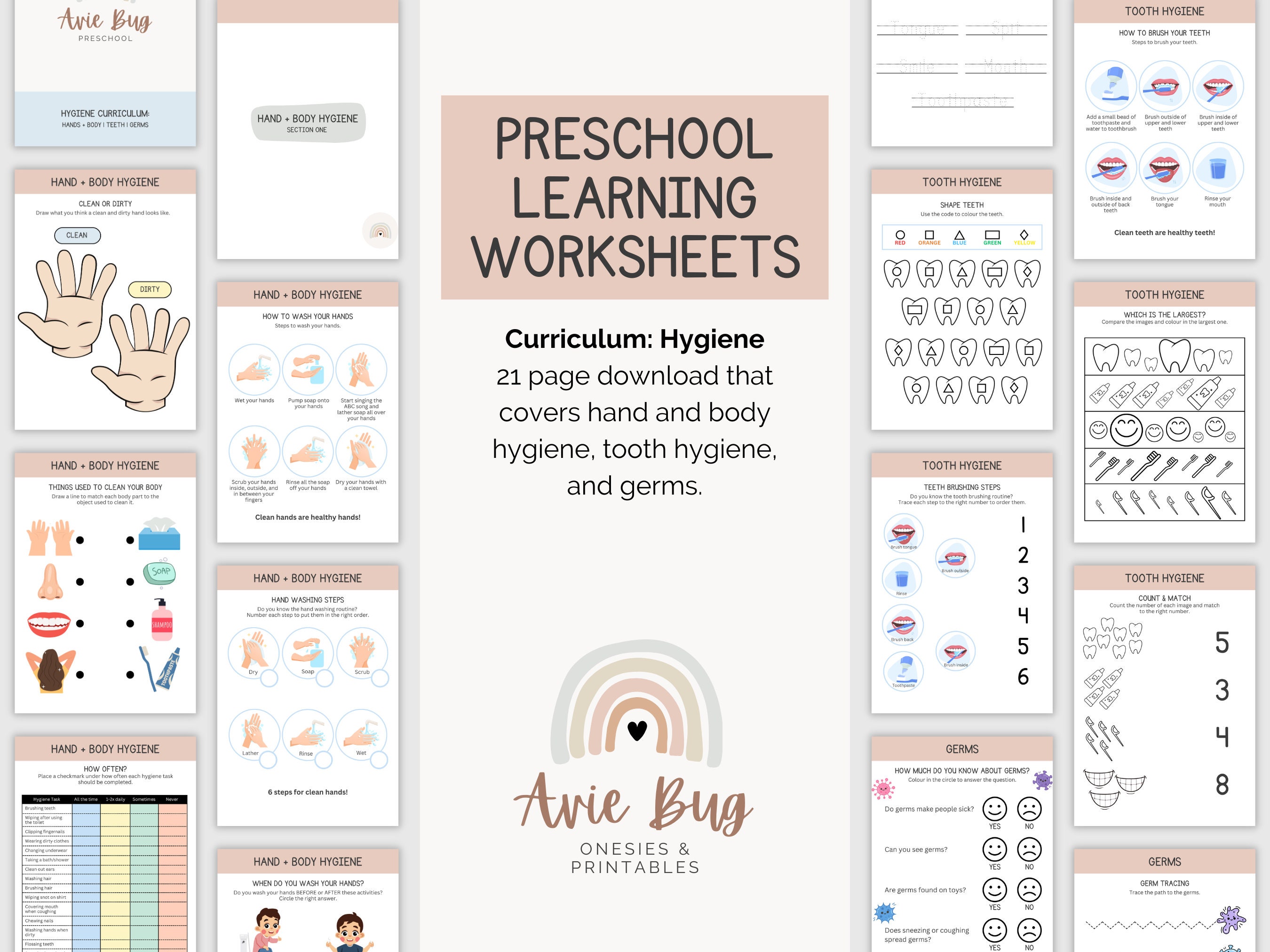 Basic Hygiene Learning Program Hygiene Curriculum: Preschool Learning Binder (digital Download) - Etsy