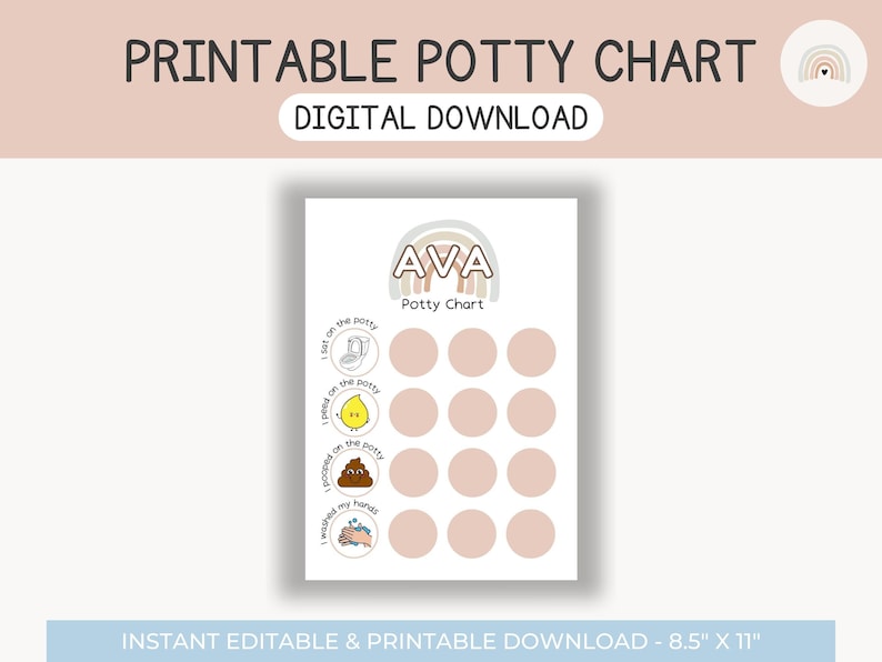 Poop Potty Chart.pdf Editable Toddler Potty Training Chart: Positive Reinforcement (digital ...