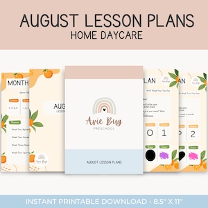 Home Daycare | Daycare Lesson Plans | August | Preschool Learning | Toddler Printables | Homeschool | Daycare Provider Planning