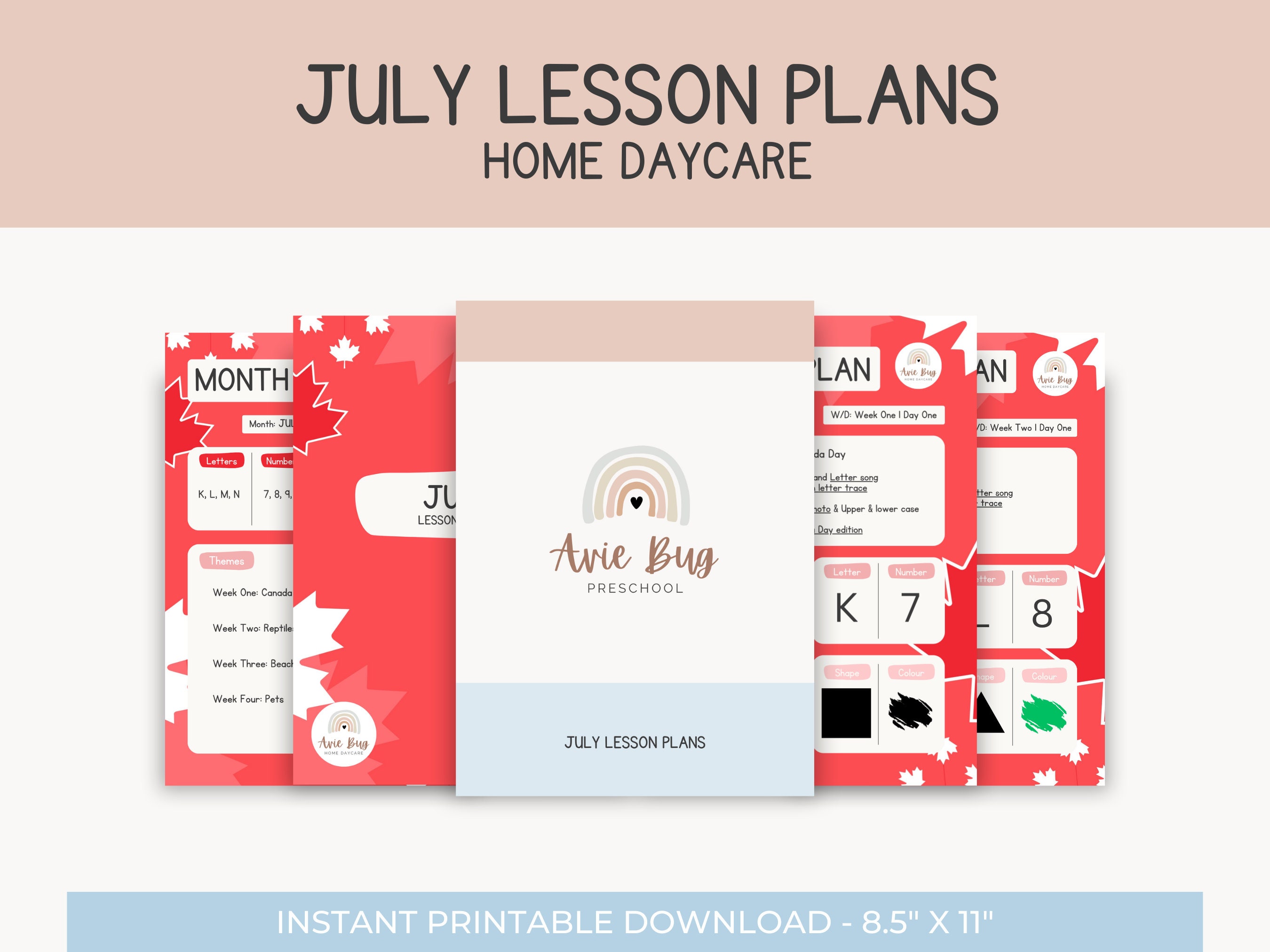 Home Daycare | Daycare Lesson Plans | July | Preschool Learning | Toddler Printables | Homeschool | Daycare Provider Planning