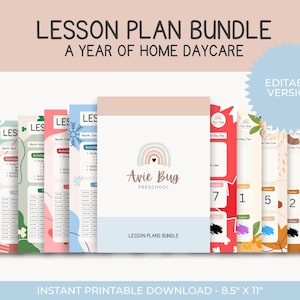 Editable Daycare Lesson Plans: 12 Month Preschool Curriculum (Digital Download)