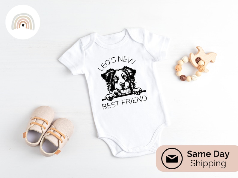 Personalized Baby Onesies® Dogs New Best Friend Template Custom Onesie®, Baby Shower Gift, Baby Announcement, Baby Clothes image 2