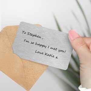 Carte portefeuille personnalisée avec écriture manuscrite - souvenir unique et sentimental pour lui, petit ami, mari, Saint-Valentin, écriture manuscrite pour son anniversaire