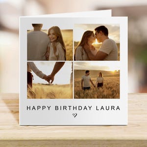 Gepersonaliseerde fotoverjaardagskaart voor haar – aangepaste fotocollagekaart, romantische kaart voor vriendin, vrouw, verloofde, aangepaste foto