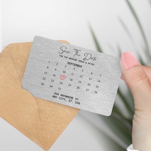 Sparen Sie das Datum für die Datumskarte Metall Brieftasche, Metall Andenken Geschenk, Hochzeitsgeschenk, Groomsmen Geschenk, Geschenk für Ihre Brautjungfern