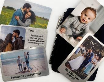 Aluminium Personalised Photo Wallet Purse Card, Metal Keepsake Gift for Grandparents, Husband, Wife Dad, Mum, Friend Custom Wallet Card