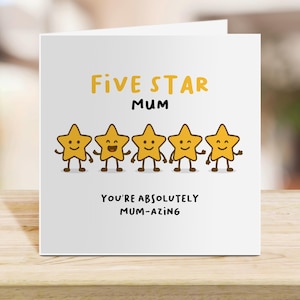 Funny Greeting Card gift - five star mum – Mum Gift, Sentimental Mum Card, Mother&#39;s Day, Mum Appreciation, illustration card, rattings