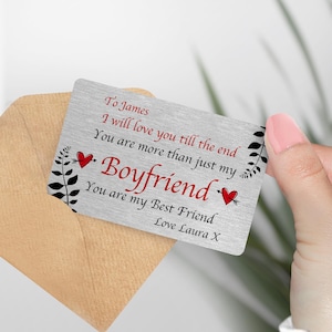 Personalised Metal wallet card Romantic Keepsake for Boyfriend, Gift for boyfriend, Valentine Boyfriend Gift, gift for him
