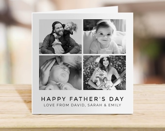 Personalized Father&#39;s Day text Photo Card - Custom Collage with Family Pictures - Gift from Kids, Husband Dad Daddy Card - Father&#39;s Day