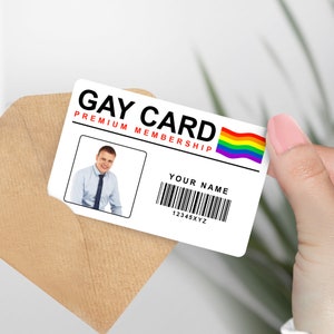 GAY CARD personnalisée - Abonnement premium à vie, blague, meme, cadeau amusant, cadeau pour une farce, carte d'identité