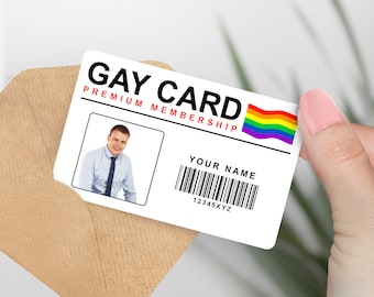 Gepersonaliseerde GAY CARD - Premium levenslang lidmaatschap, grapmeme, grappig cadeau, cadeau voor grap, identiteitskaart