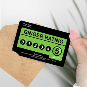 Carte fantaisie, « GINGER RATING » – évaluez vos amis, blague meme, cadeau amusant, cadeau farce, carte d'évaluation, cadeau pour lui, cadeau pour elle