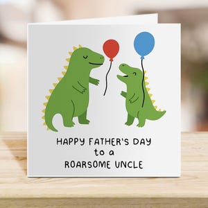 Carte oncle joyeuse fête des pères - Dinosaure rugissant de nièce ou neveu - Carte de fête des pères amusante et mignonne pour oncle